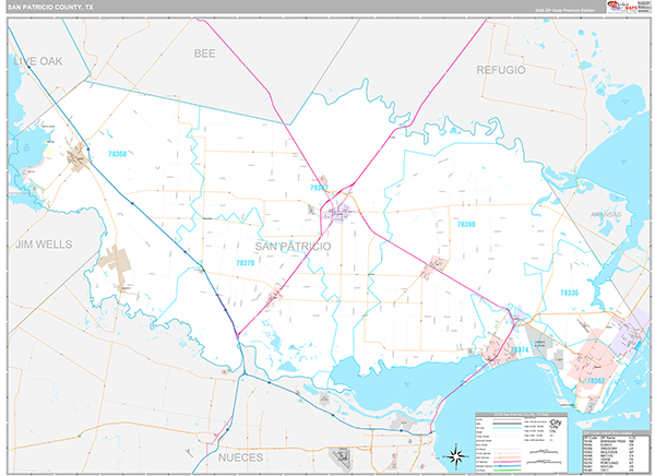 San Patricio County, TX Zip Code Map